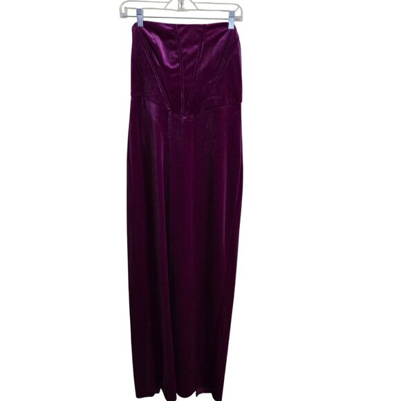 Lulus Regal Effect Magenta Velvet Bustier Staples Maxi Dress Size L - Picture 2 of 9